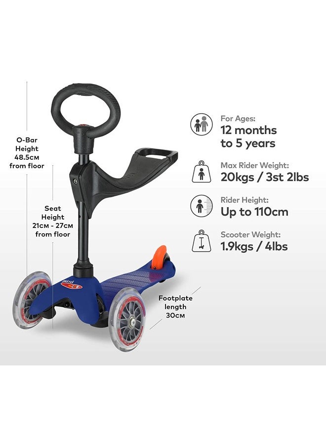 Micro Scooters - Mini Classic 3 in 1 Blue | Scooter for Kids | Kids Scooter | Scooter with LED Wheels | Scooter for Kids 3-5 Years
