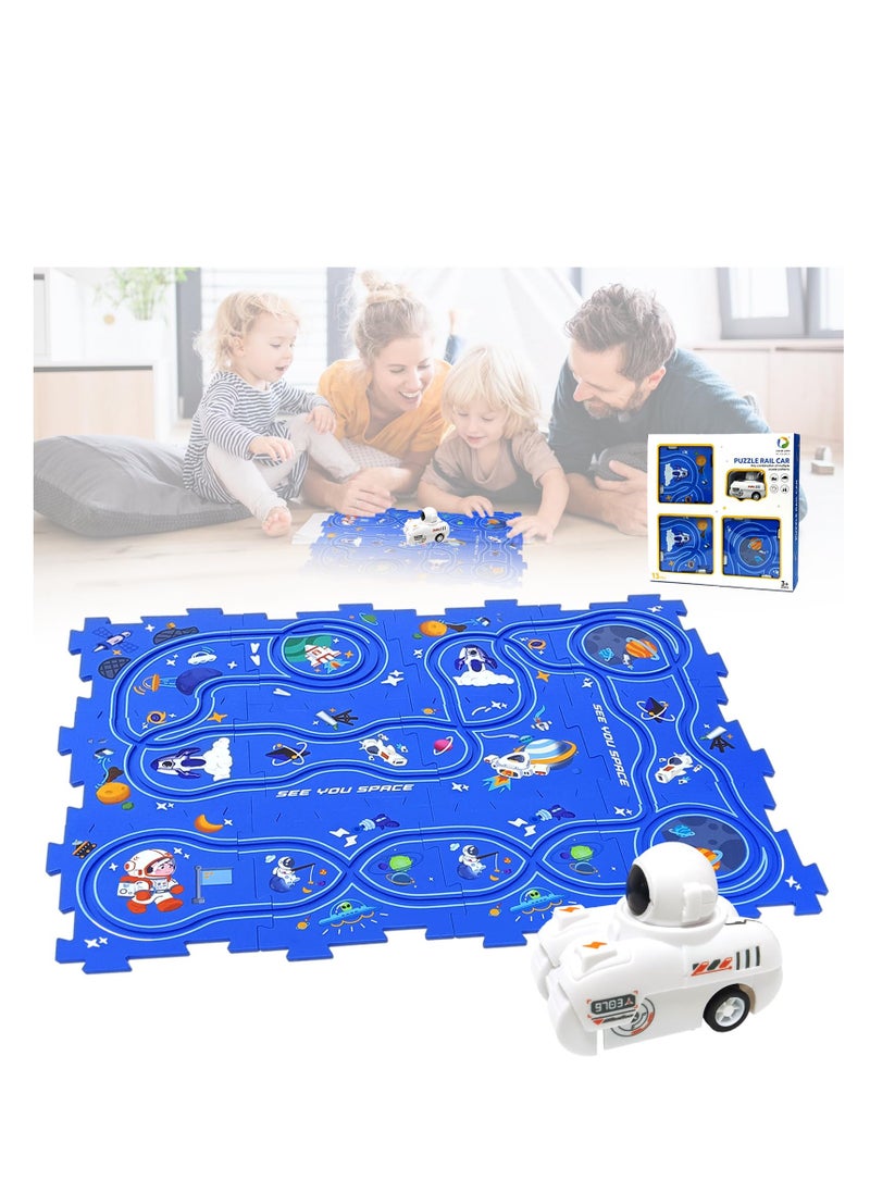 Space-Themed Puzzle Car Track Set for Kids - Educational Play Vehicles and Race Track Toy for Boys Aged 2-6 - Perfect Birthday Gift for Young Racers!