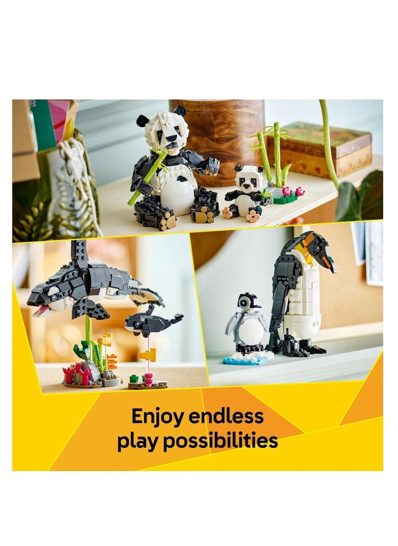 LEGO Wild Animals Panda Family - Transforms Into Penguin Figure Or Orca Whale - Building Set Toy 31165