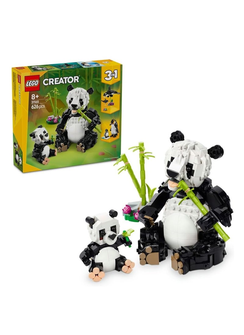 LEGO Wild Animals Panda Family - Transforms Into Penguin Figure Or Orca Whale - Building Set Toy 31165