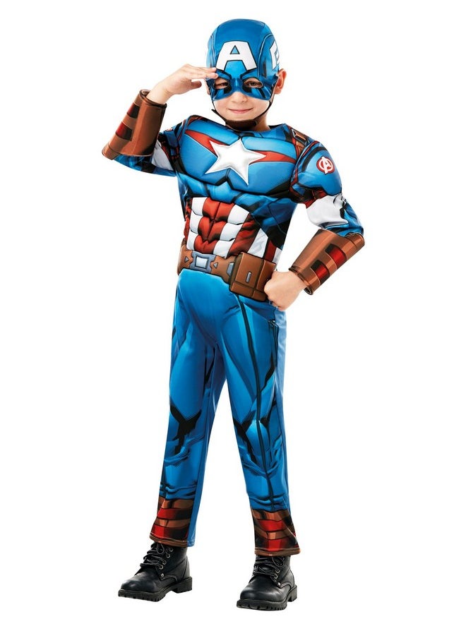 Rubie'S 640833L Official Marvel Avengers Captain America Deluxe Child Costume, Boys, Large Age 7-8, Height 128 Cm