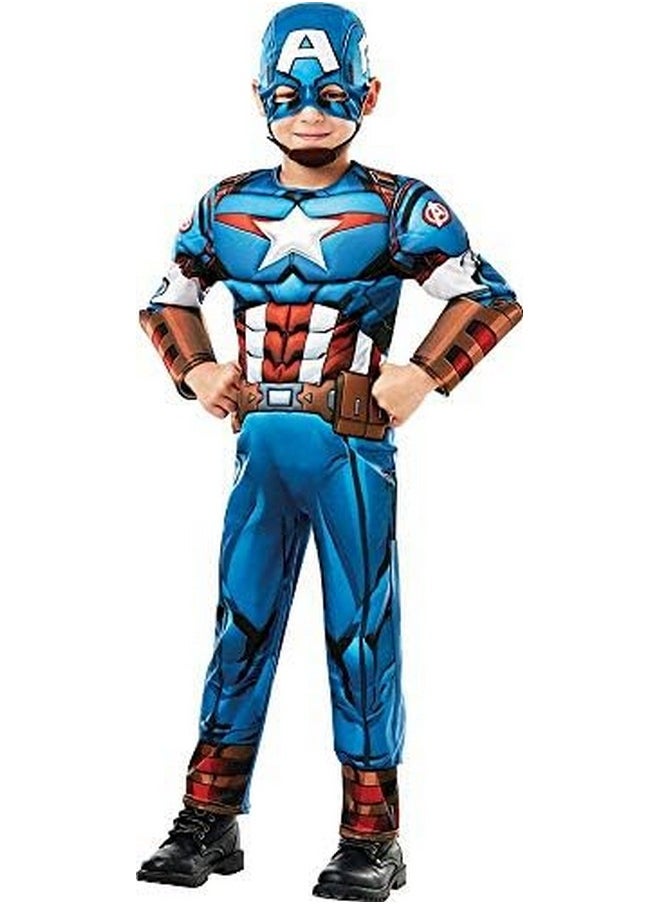 Rubie'S 640833L Official Marvel Avengers Captain America Deluxe Child Costume, Boys, Large Age 7-8, Height 128 Cm