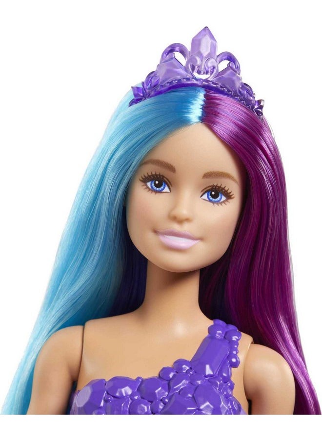 Barbie Dreamtopia Mermaid Doll (13-inch) with Extra-Long Two-Tone Fantasy Hair, Hairbrush, Tiaras and Styling Accessories, Gift for Ages 3 and up