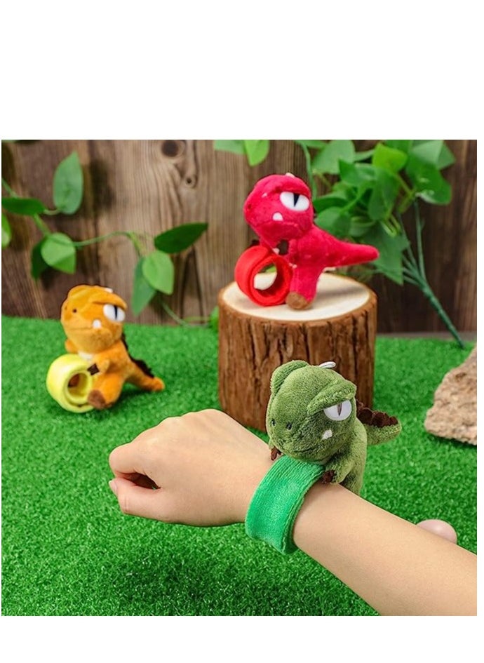 6 Pieces Animal Slap Bracelets Stuffed Animal Huggers, Stuffed Animal Plush Slap Bracelets Bulk Kids Toys, 8 Inches (Dinosaur, 6 Pcs)