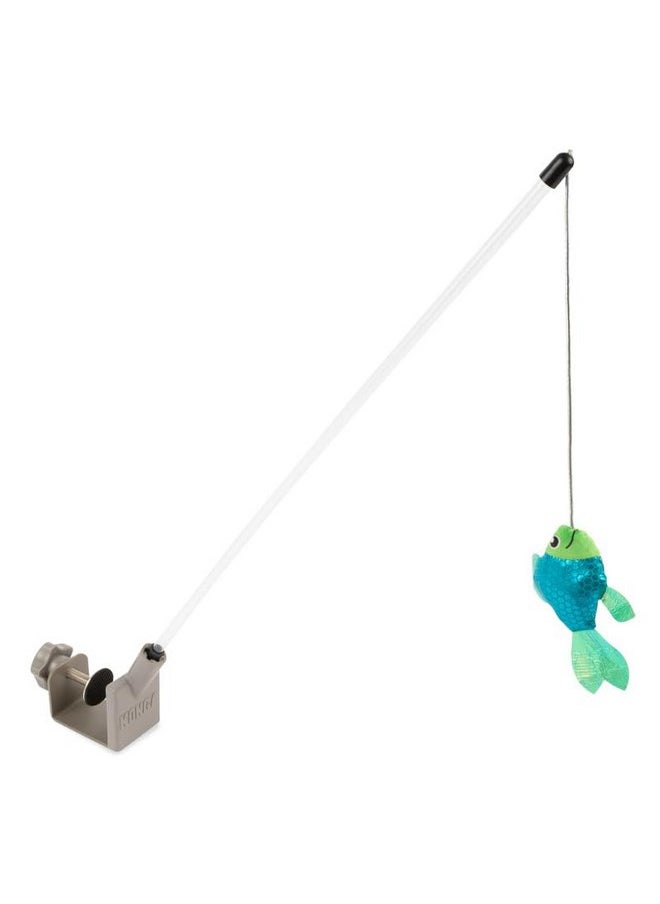 KONG Connects Angler Door Teaser - Wand Fishing Pole with Plush Crinkle Fish Filled with Catnip - Cat Toy