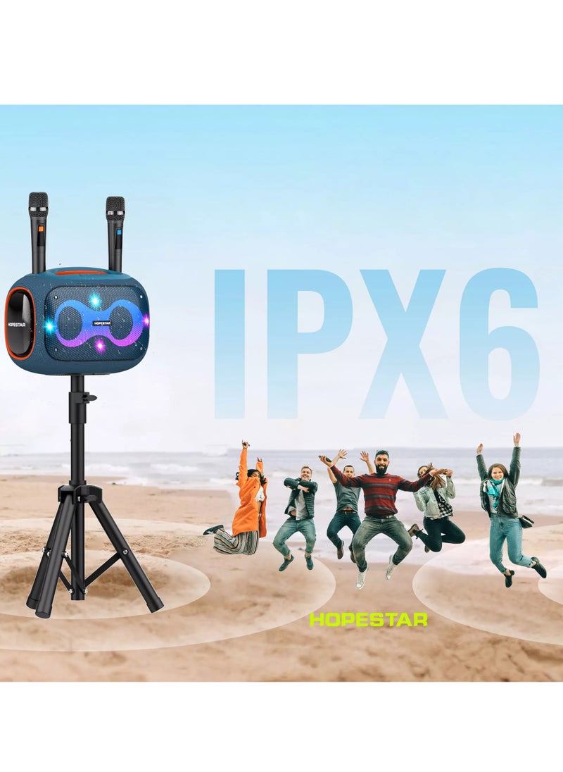 Party Box 120W Portable Bluetooth Speaker with Dual Wireless Microphones, 200W Fast Charging, IPX6 Waterproof, DSP Chip, 10-Hour Playtime, RGB Lights – Ideal for Outdoor, Karaoke, and Family Gatherings