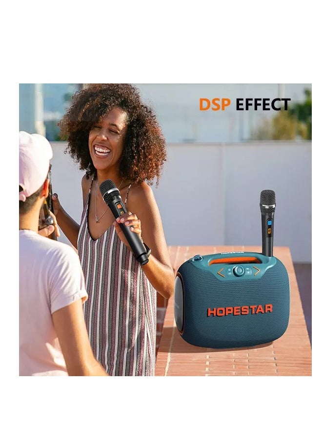 Party Box 120W Portable Bluetooth Speaker with Dual Wireless Microphones, 200W Fast Charging, IPX6 Waterproof, DSP Chip, 10-Hour Playtime, RGB Lights – Ideal for Outdoor, Karaoke, and Family Gatherings