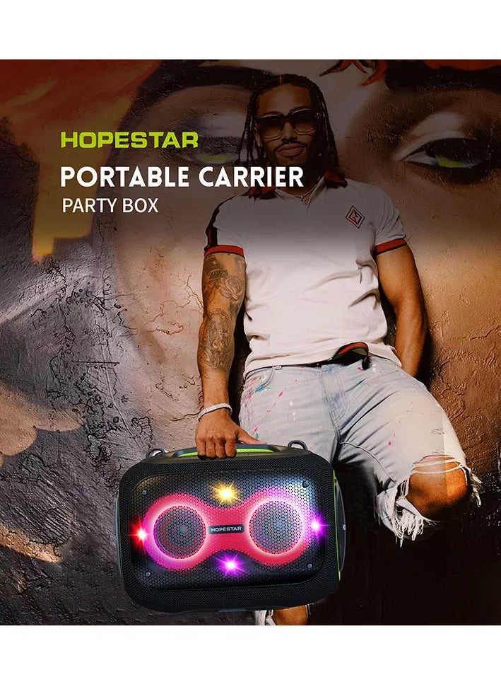 Party Box 120W Portable Bluetooth Speaker with Dual Wireless Microphones, 200W Fast Charging, IPX6 Waterproof, DSP Chip, 10-Hour Playtime, RGB Lights – Ideal for Outdoor, Karaoke, and Family Gatherings