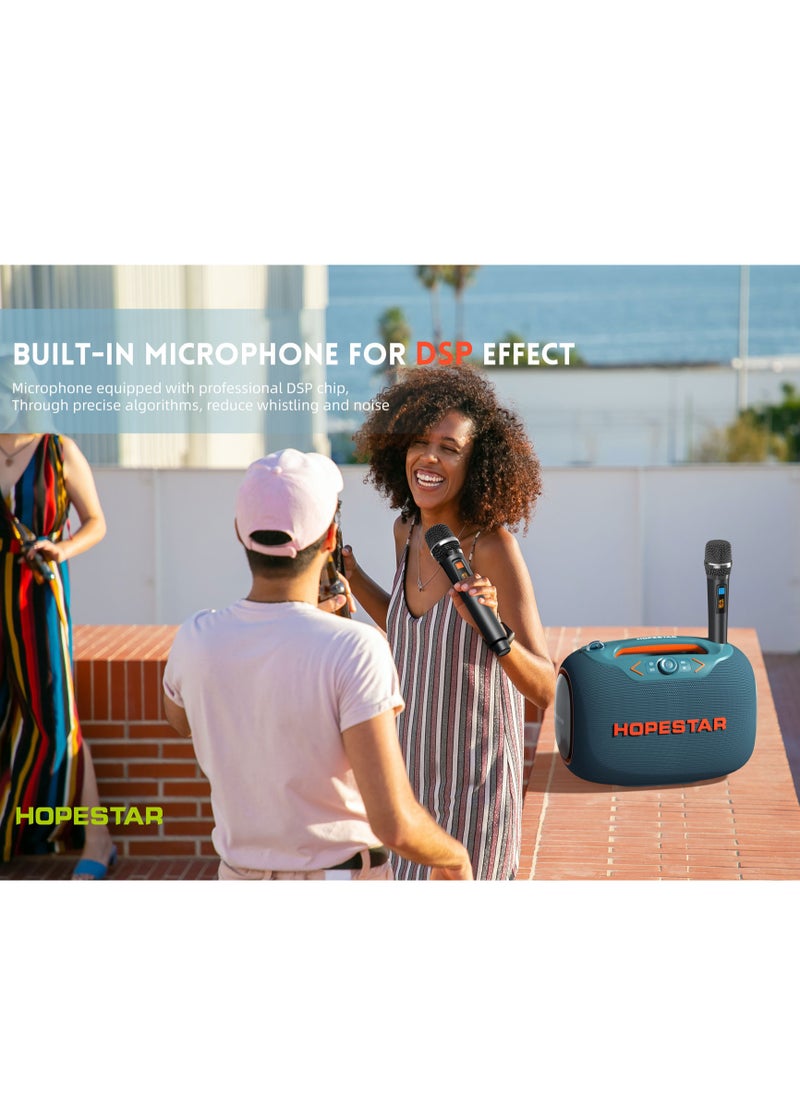 Party Box 120W Portable Bluetooth Speaker with Dual Wireless Microphones, 200W Fast Charging, IPX6 Waterproof, DSP Chip, 10-Hour Playtime, RGB Lights – Ideal for Outdoor, Karaoke, and Family Gatherings