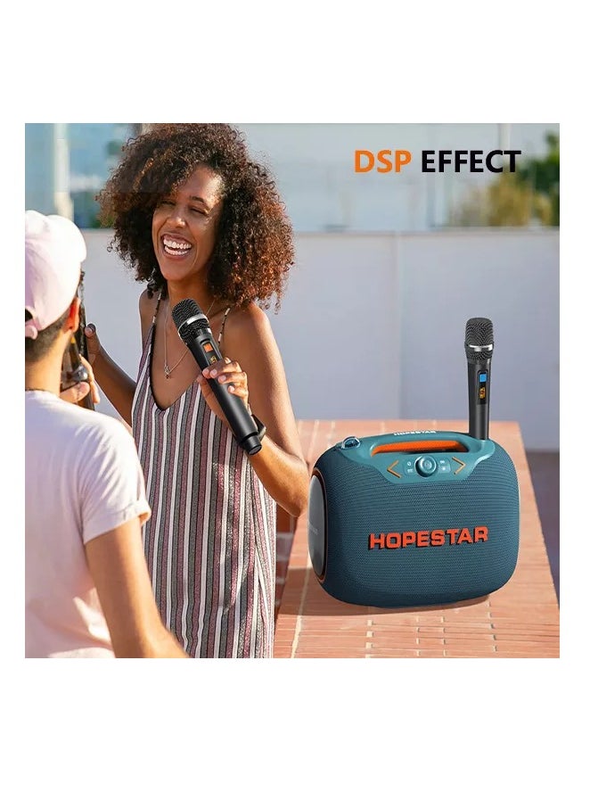 Party Box 120W Portable Bluetooth Speaker with Dual Wireless Microphones, 200W Fast Charging, IPX6 Waterproof, DSP Chip, 10-Hour Playtime, RGB Lights – Ideal for Outdoor, Karaoke, and Family Gatherings