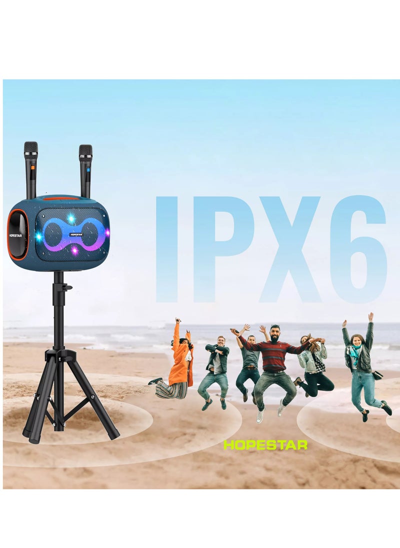 Party Box 120W Portable Bluetooth Speaker with Dual Wireless Microphones, 200W Fast Charging, IPX6 Waterproof, DSP Chip, 10-Hour Playtime, RGB Lights – Ideal for Outdoor, Karaoke, and Family Gatherings