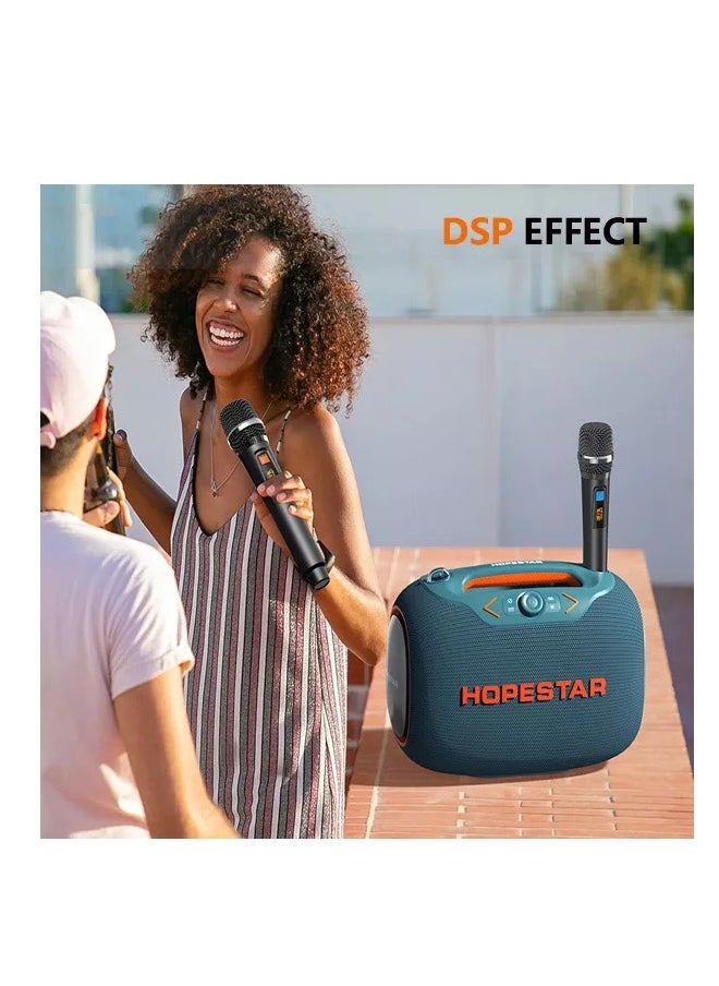 Party Box 120W Portable Bluetooth Speaker with Dual Wireless Microphones, 200W Fast Charging, IPX6 Waterproof, DSP Chip, 10-Hour Playtime, RGB Lights – Ideal for Outdoor, Karaoke, and Family Gatherings