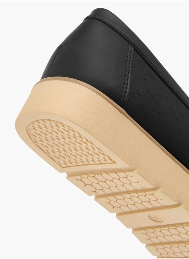 Womens Textured Slip-On Loafers With Metal Accent
