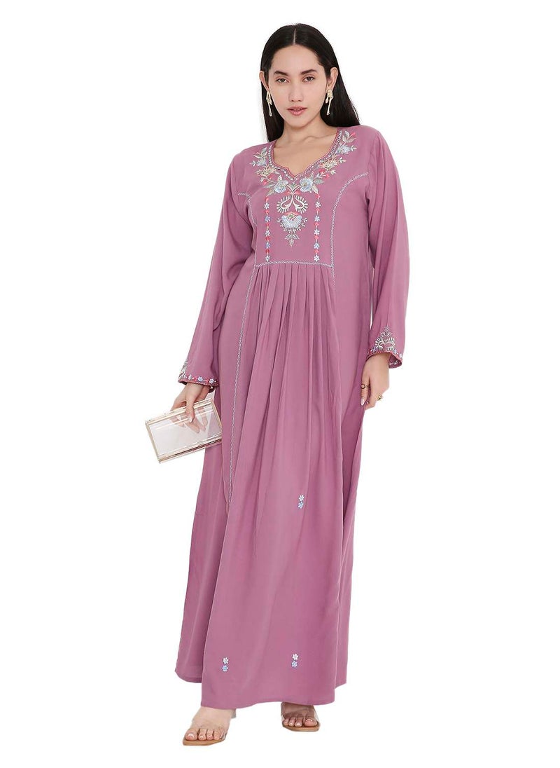 UNIQUE THREAD EMBROIDERY LONG VISCOSE MODEST WEAR ARABIC FARASHA KAFTAN JALABIYA DRESS