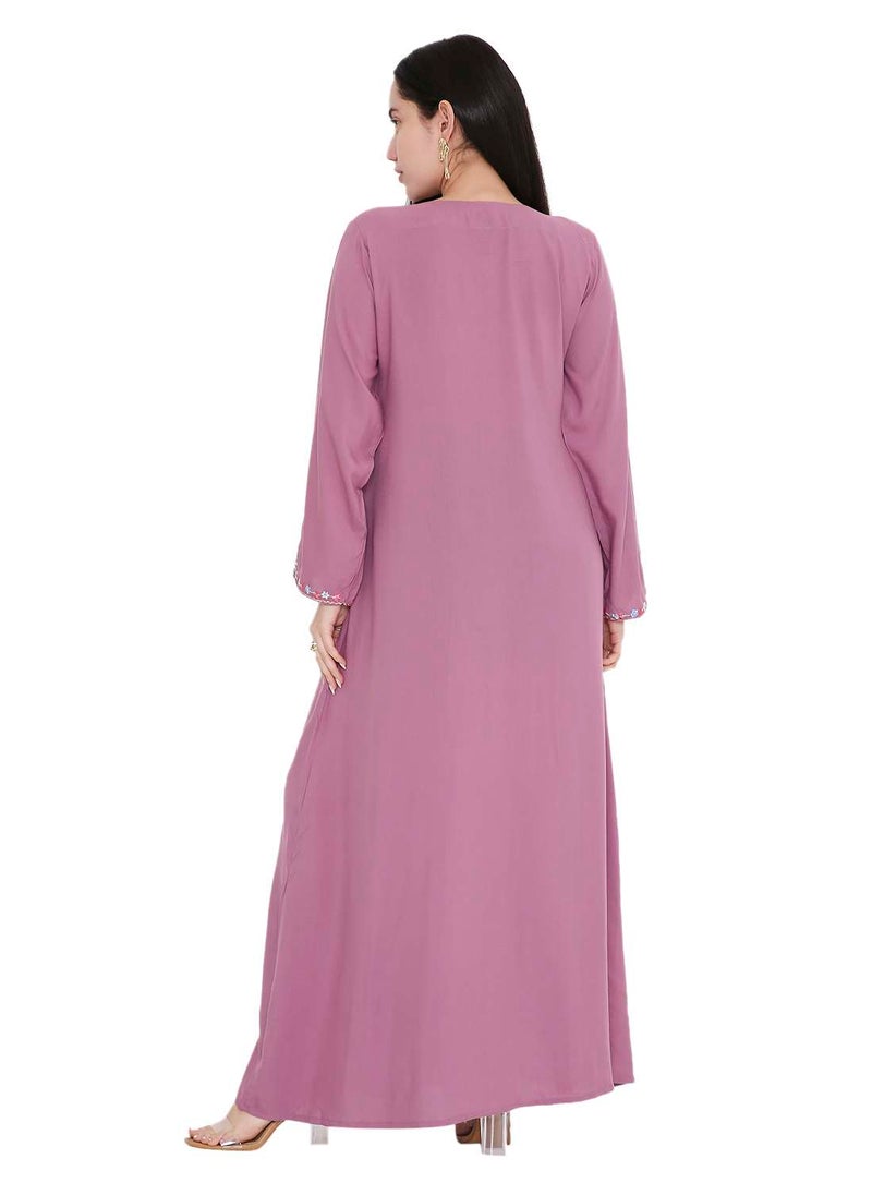 UNIQUE THREAD EMBROIDERY LONG VISCOSE MODEST WEAR ARABIC FARASHA KAFTAN JALABIYA DRESS