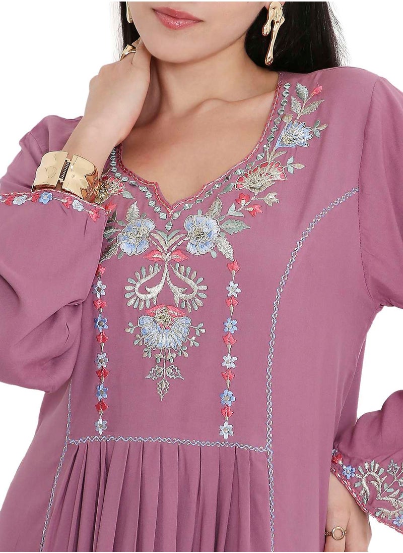 UNIQUE THREAD EMBROIDERY LONG VISCOSE MODEST WEAR ARABIC FARASHA KAFTAN JALABIYA DRESS
