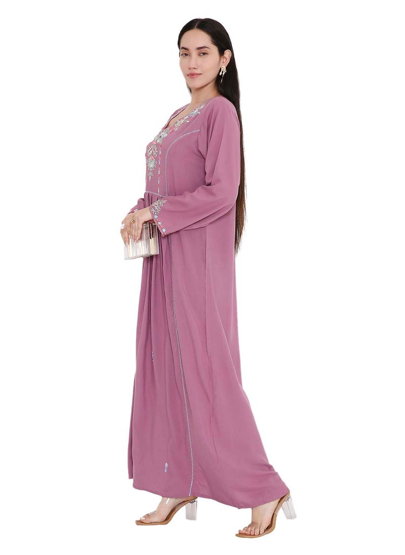 UNIQUE THREAD EMBROIDERY LONG VISCOSE MODEST WEAR ARABIC FARASHA KAFTAN JALABIYA DRESS