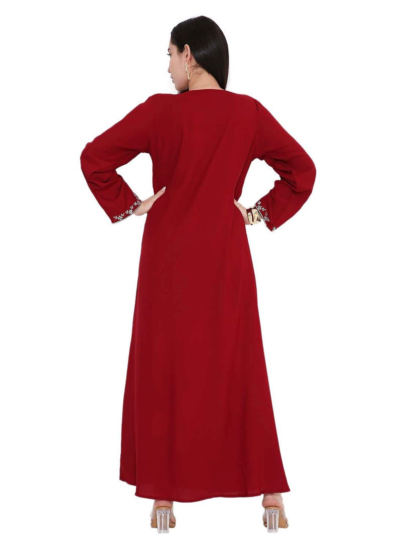 VIBRANT COLOUR UNIQUE THREAD EMBROIDERY MODEST ARABIC FARASHA KAFTAN JALABIYA DRESS