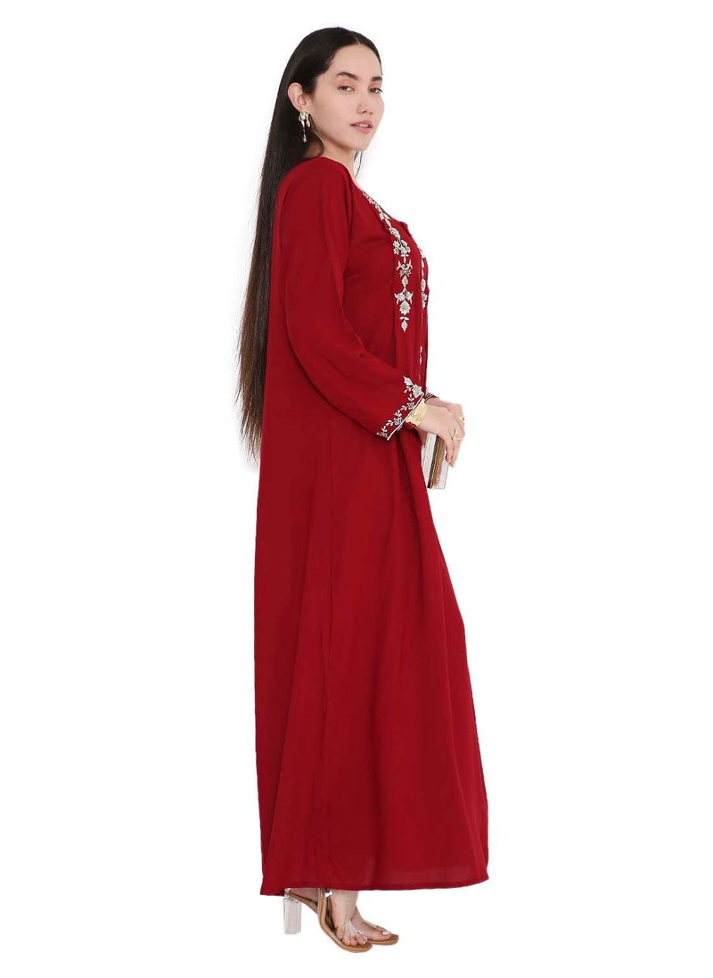 VIBRANT COLOUR UNIQUE THREAD EMBROIDERY MODEST ARABIC FARASHA KAFTAN JALABIYA DRESS