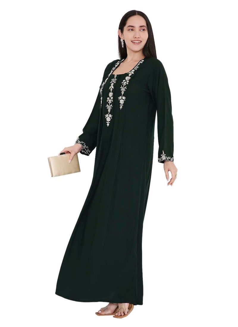 VIBRANT COLOUR UNIQUE THREAD EMBROIDERY MODEST ARABIC FARASHA KAFTAN JALABIYA DRESS