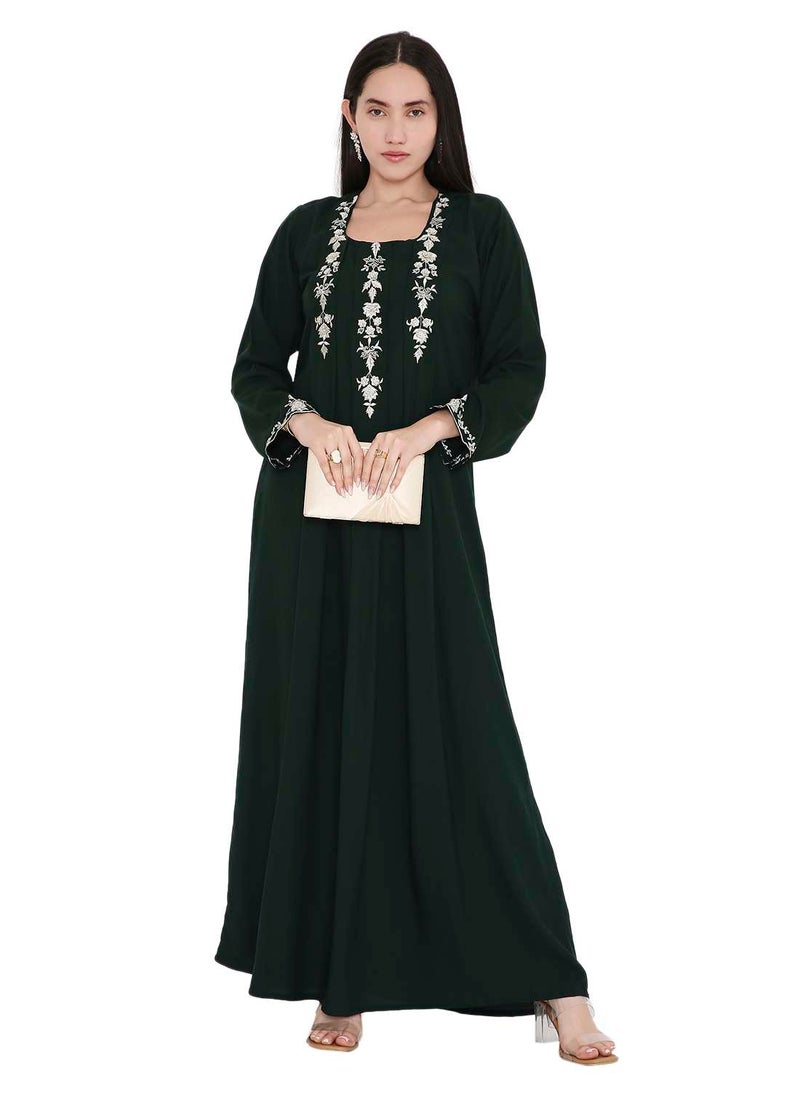 VIBRANT COLOUR UNIQUE THREAD EMBROIDERY MODEST ARABIC FARASHA KAFTAN JALABIYA DRESS