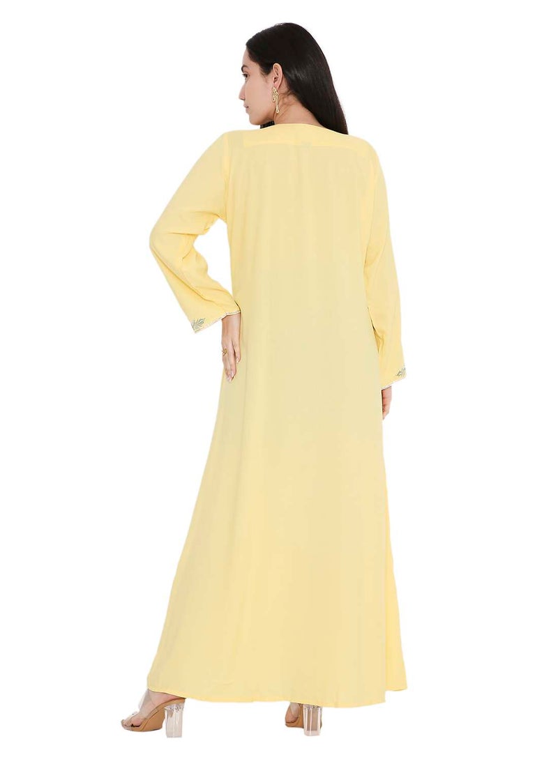 VIBRANT COLOUR UNIQUE THREAD EMBROIDERY MODEST ARABIC FARASHA KAFTAN JALABIYA DRESS