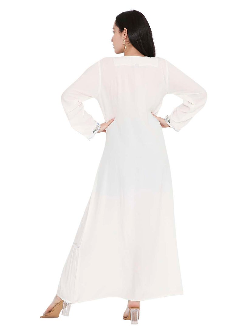 VIBRANT COLOUR UNIQUE THREAD EMBROIDERY MODEST ARABIC FARASHA KAFTAN JALABIYA DRESS