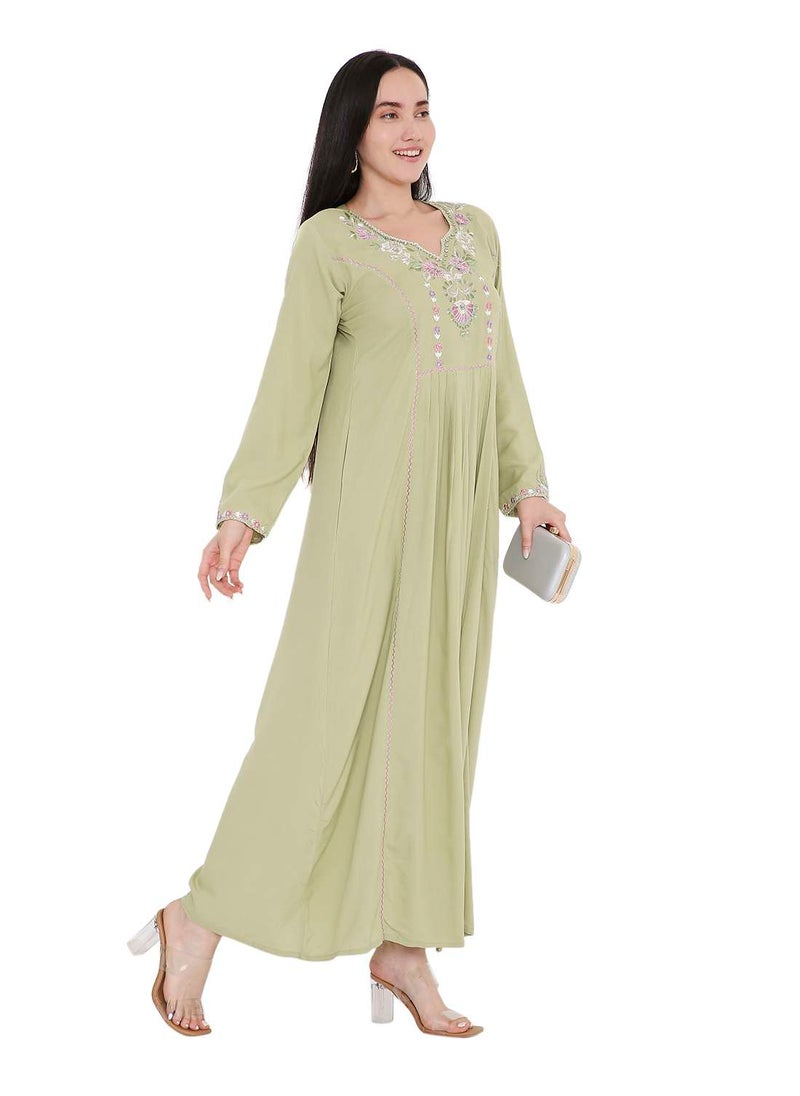 UNIQUE THREAD EMBROIDERY LONG VISCOSE MODEST WEAR ARABIC FARASHA KAFTAN JALABIYA DRESS