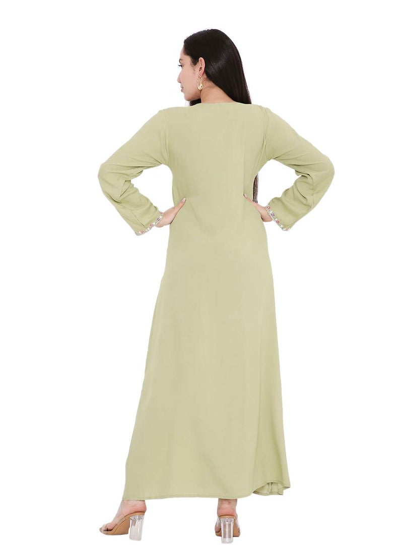 UNIQUE THREAD EMBROIDERY LONG VISCOSE MODEST WEAR ARABIC FARASHA KAFTAN JALABIYA DRESS