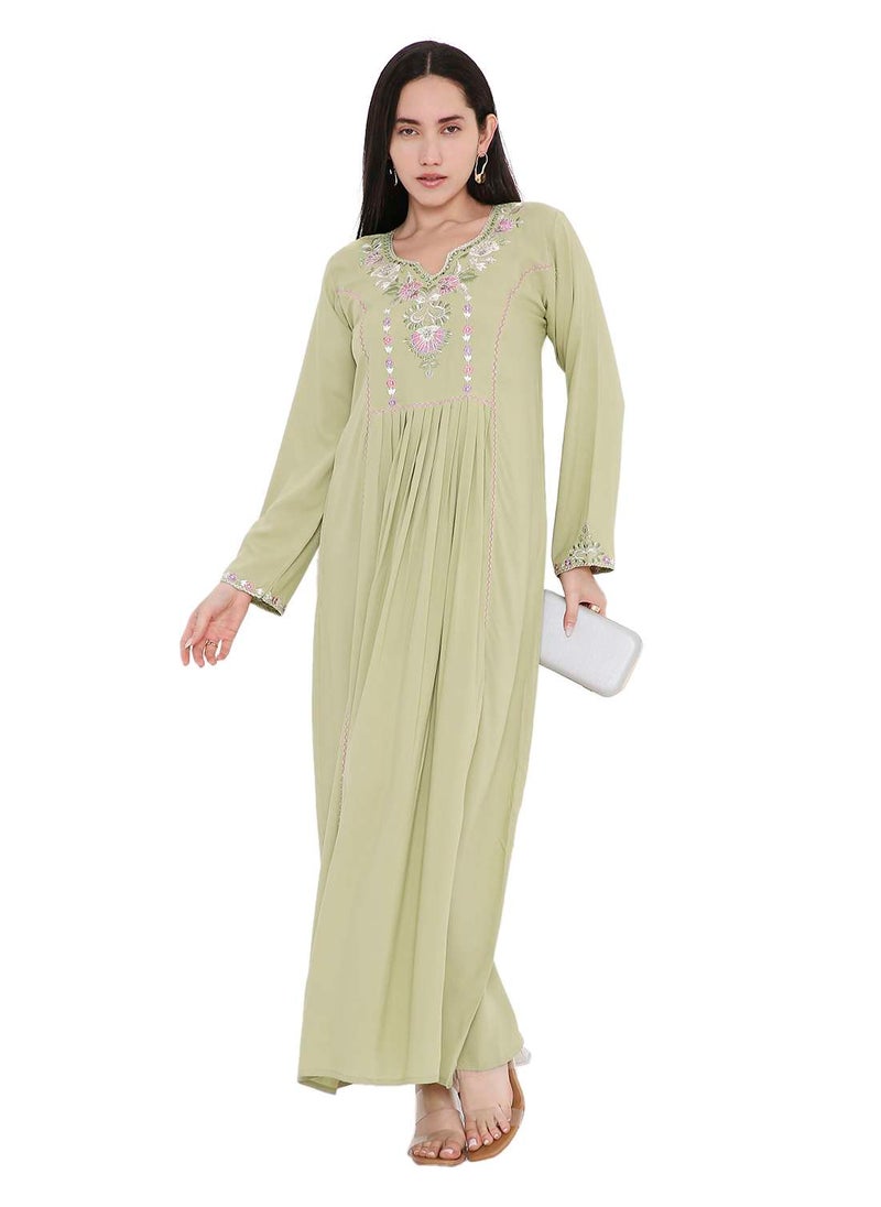 UNIQUE THREAD EMBROIDERY LONG VISCOSE MODEST WEAR ARABIC FARASHA KAFTAN JALABIYA DRESS
