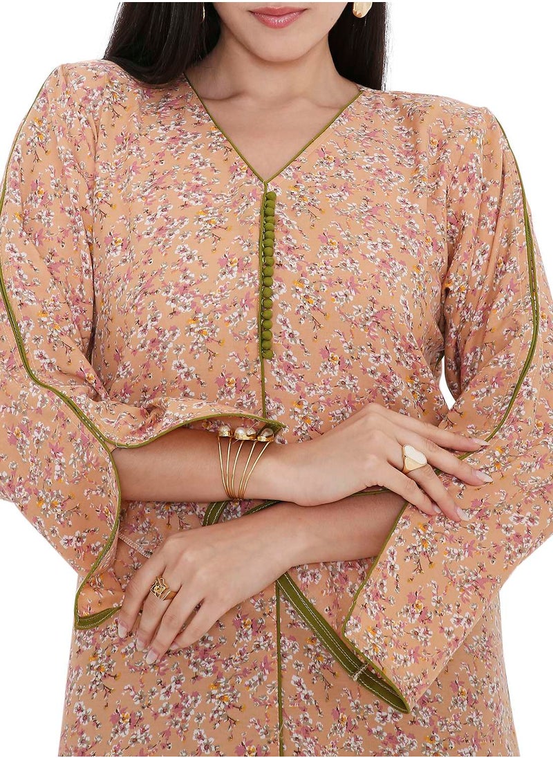 LONG VISCOSE UNIQUE PRINTED CASUAL STYLED ARABIC FARASHA KAFTAN JALABIYA DRESS