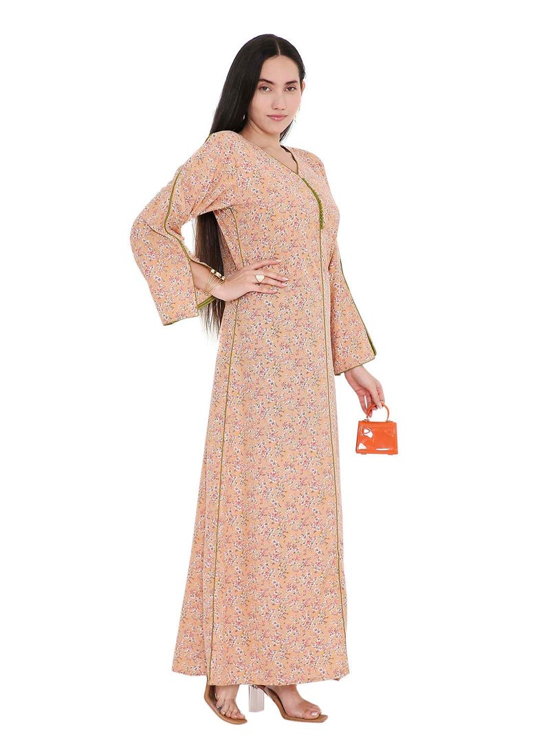 LONG VISCOSE UNIQUE PRINTED CASUAL STYLED ARABIC FARASHA KAFTAN JALABIYA DRESS