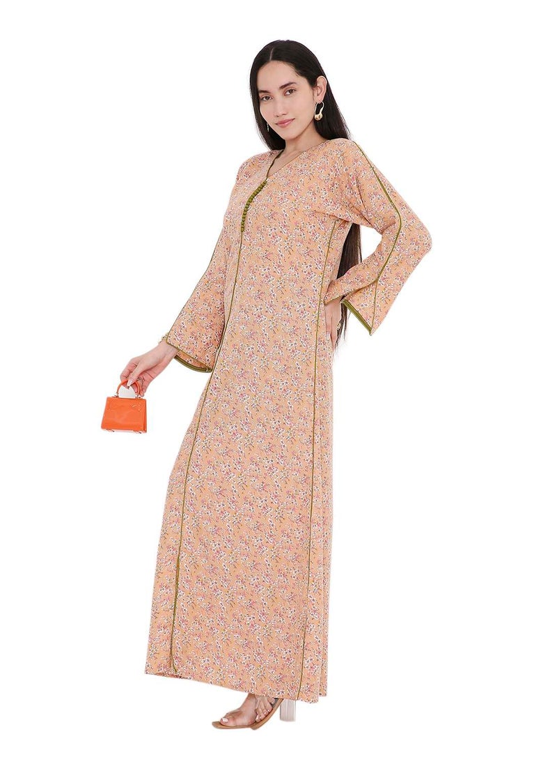 LONG VISCOSE UNIQUE PRINTED CASUAL STYLED ARABIC FARASHA KAFTAN JALABIYA DRESS