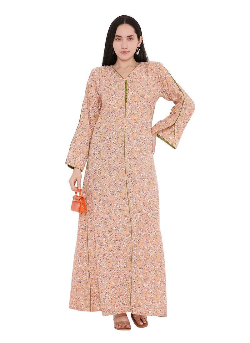 LONG VISCOSE UNIQUE PRINTED CASUAL STYLED ARABIC FARASHA KAFTAN JALABIYA DRESS