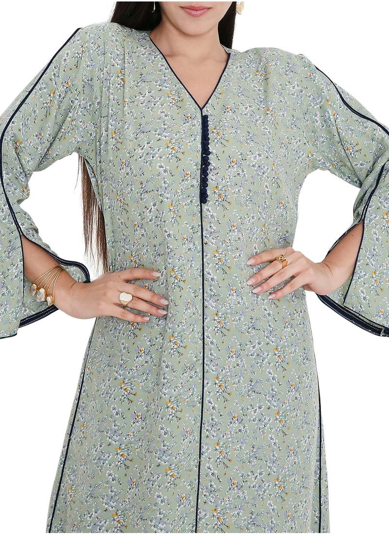 LONG VISCOSE UNIQUE PRINTED CASUAL STYLED ARABIC FARASHA KAFTAN JALABIYA DRESS