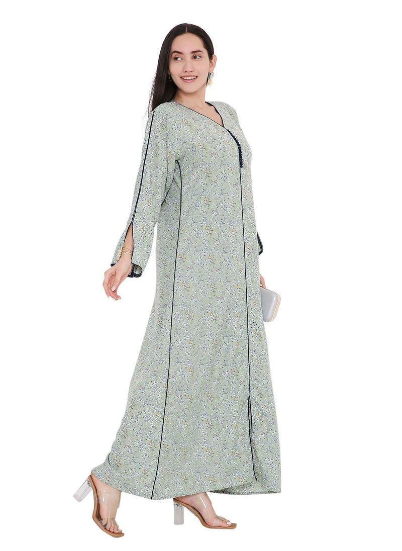 LONG VISCOSE UNIQUE PRINTED CASUAL STYLED ARABIC FARASHA KAFTAN JALABIYA DRESS