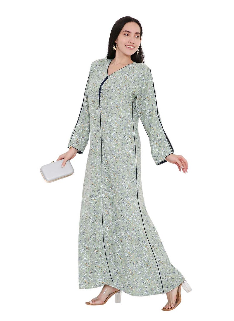 LONG VISCOSE UNIQUE PRINTED CASUAL STYLED ARABIC FARASHA KAFTAN JALABIYA DRESS
