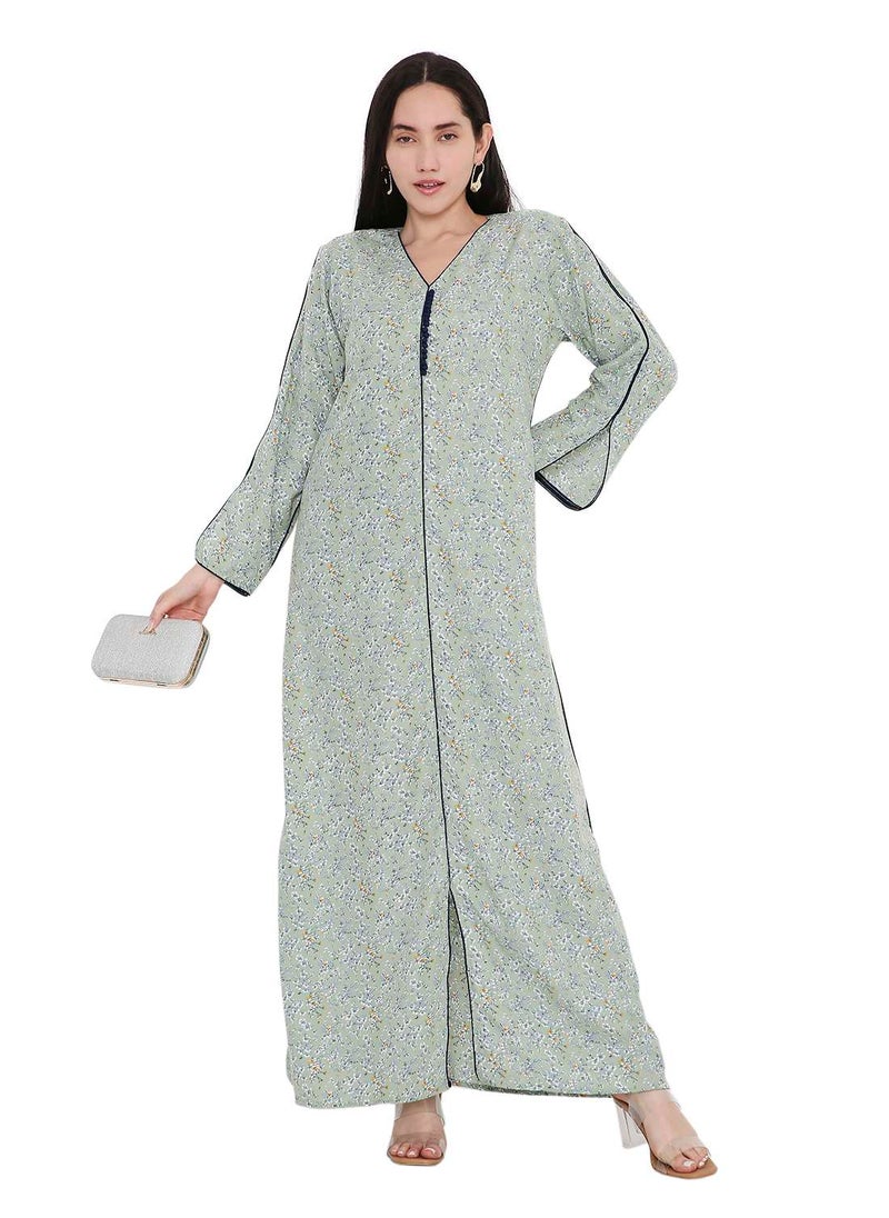 LONG VISCOSE UNIQUE PRINTED CASUAL STYLED ARABIC FARASHA KAFTAN JALABIYA DRESS
