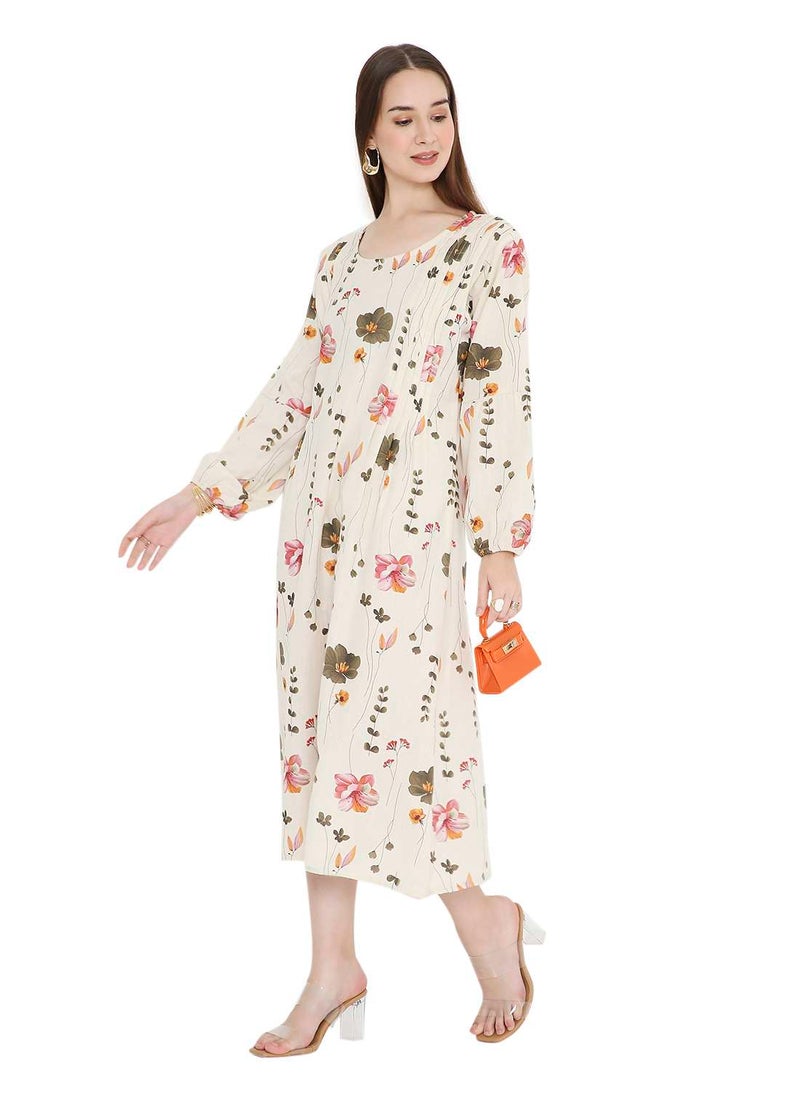 HIGH QUALITY SHORT PRINTED FARASHA ARABIC KAFTAN JALABIYA DRESS