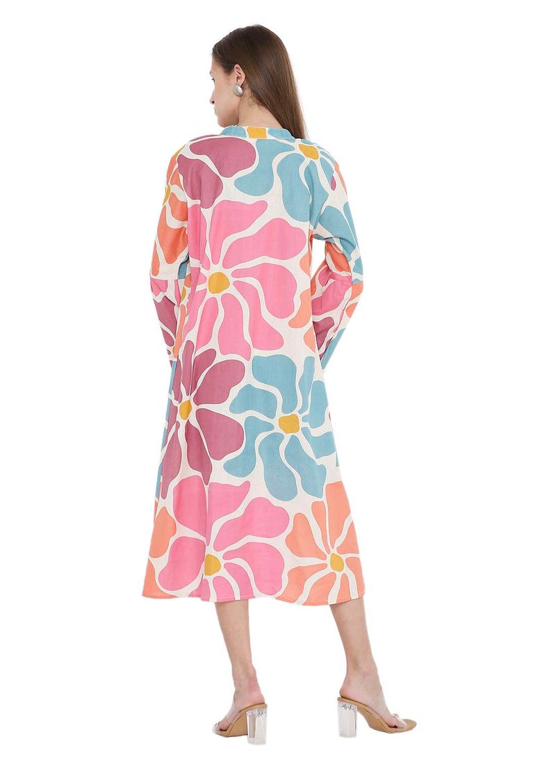 HIGH QUALITY SHORT PRINTED FARASHA ARABIC KAFTAN JALABIYA DRESS