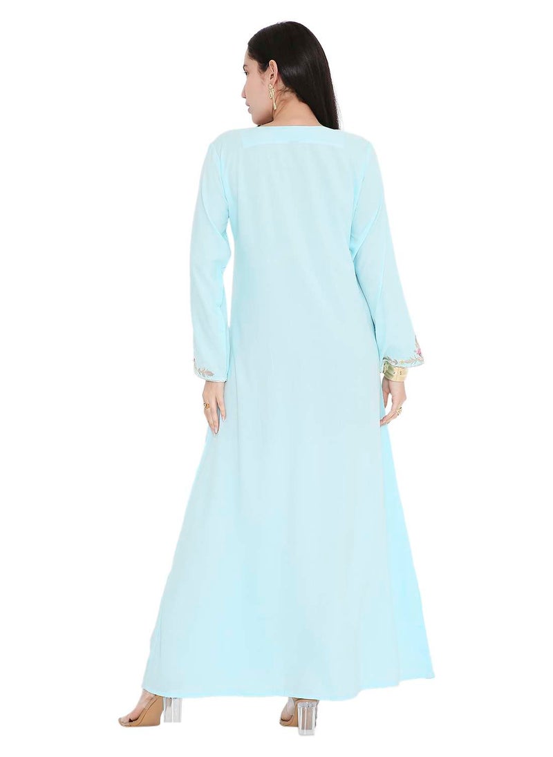 VIBRANT COLOUR UNIQUE THREAD EMBROIDERY MODEST ARABIC FARASHA KAFTAN JALABIYA DRESS