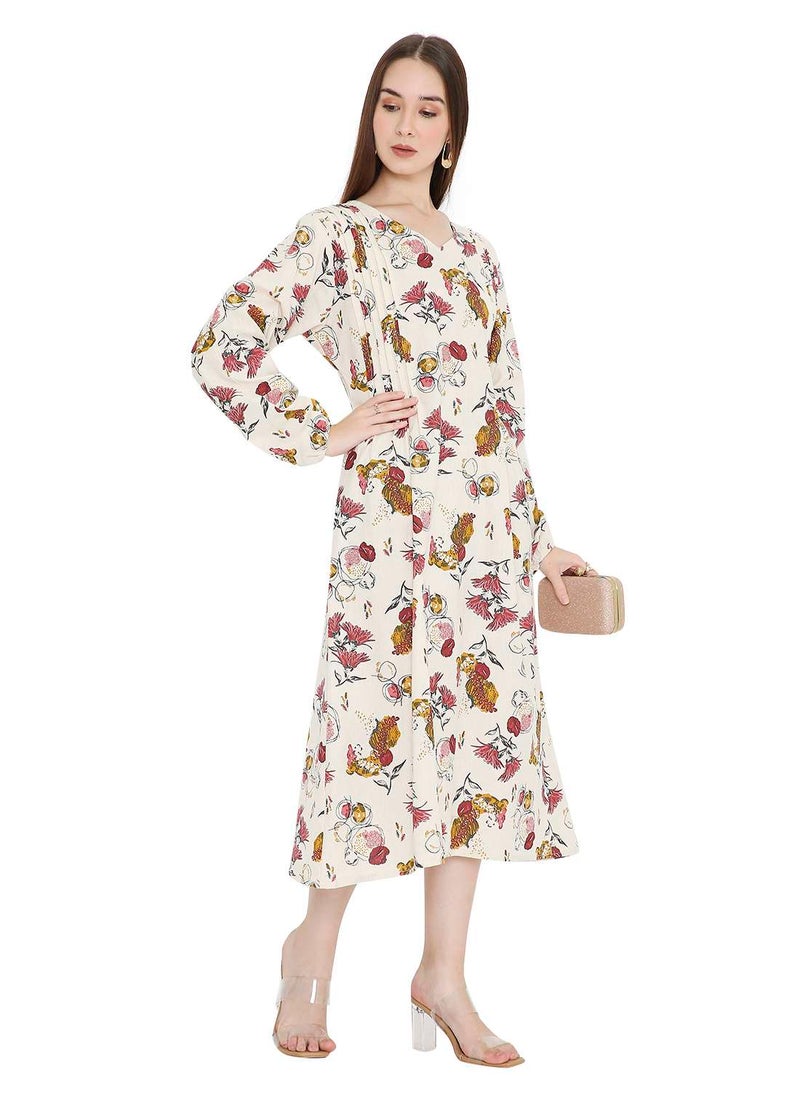 HIGH QUALITY SHORT PRINTED FARASHA ARABIC KAFTAN JALABIYA DRESS