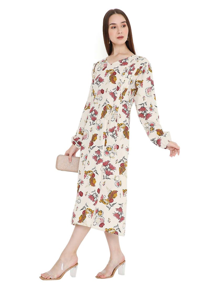 HIGH QUALITY SHORT PRINTED FARASHA ARABIC KAFTAN JALABIYA DRESS