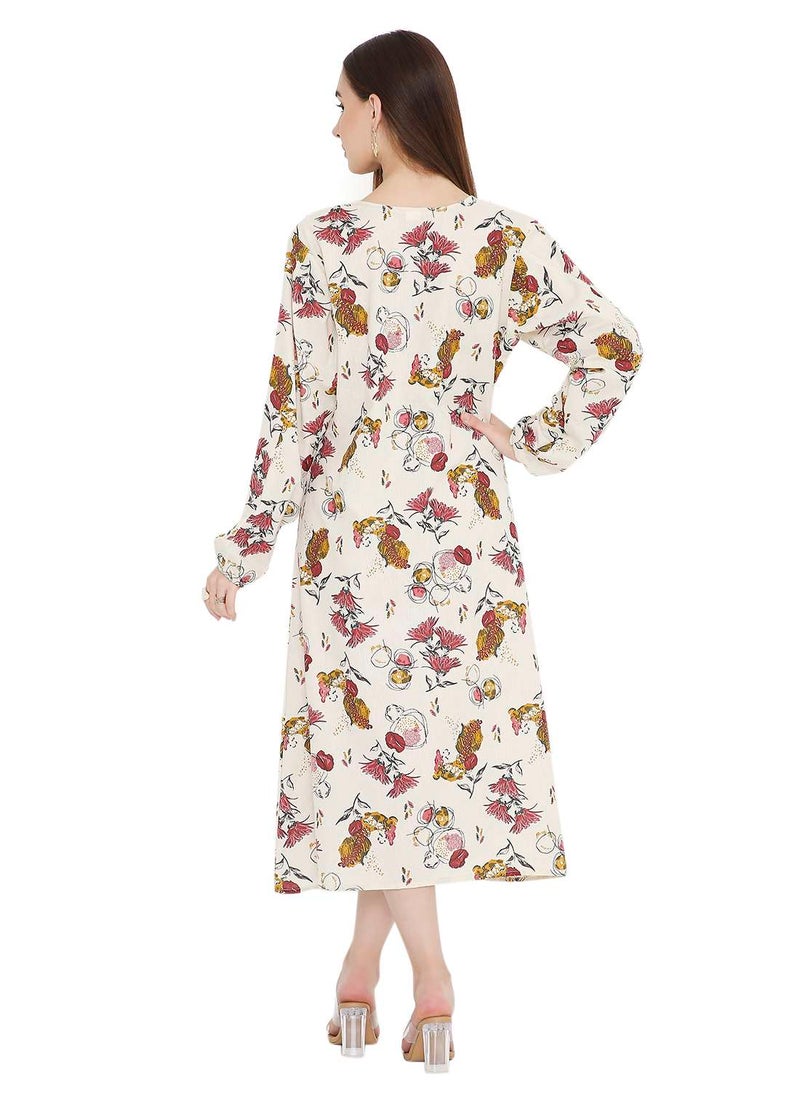 HIGH QUALITY SHORT PRINTED FARASHA ARABIC KAFTAN JALABIYA DRESS