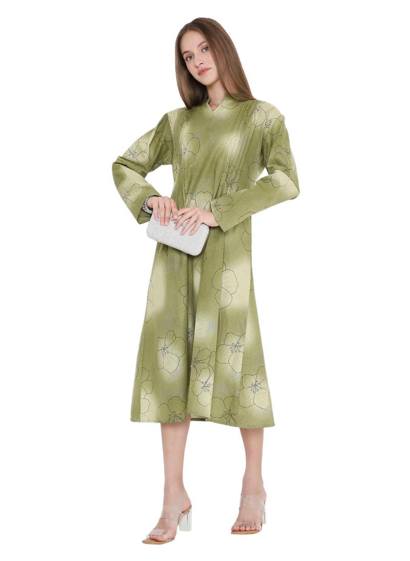 UNIQUE PRINTED SHORT FARASHA MODEST WEAR ARABIC KAFTAN JALABIYA DRESS