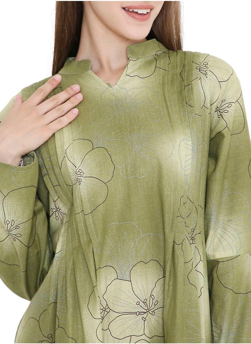 UNIQUE PRINTED SHORT FARASHA MODEST WEAR ARABIC KAFTAN JALABIYA DRESS