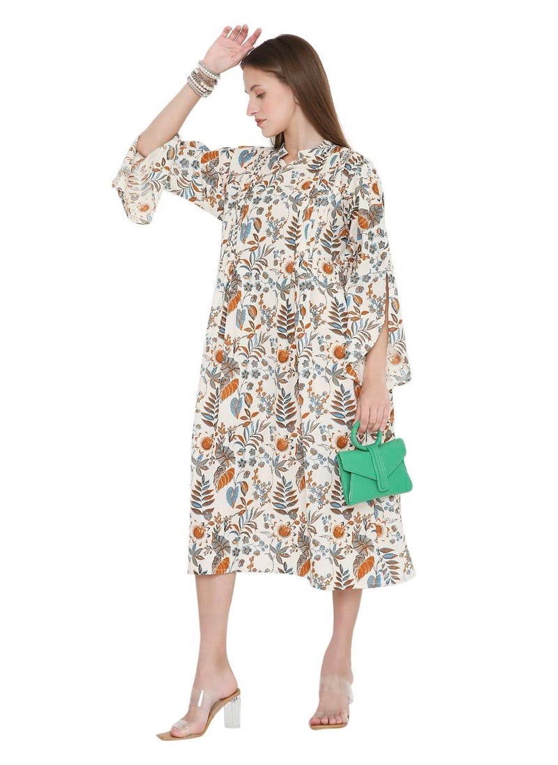 HIGH QUALITY SHORT PRINTED FARASHA ARABIC KAFTAN JALABIYA DRESS