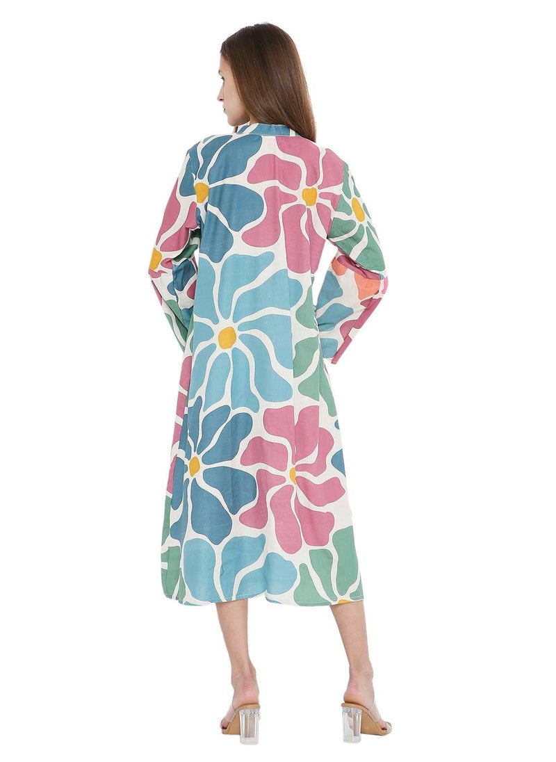 HIGH QUALITY SHORT PRINTED FARASHA ARABIC KAFTAN JALABIYA DRESS