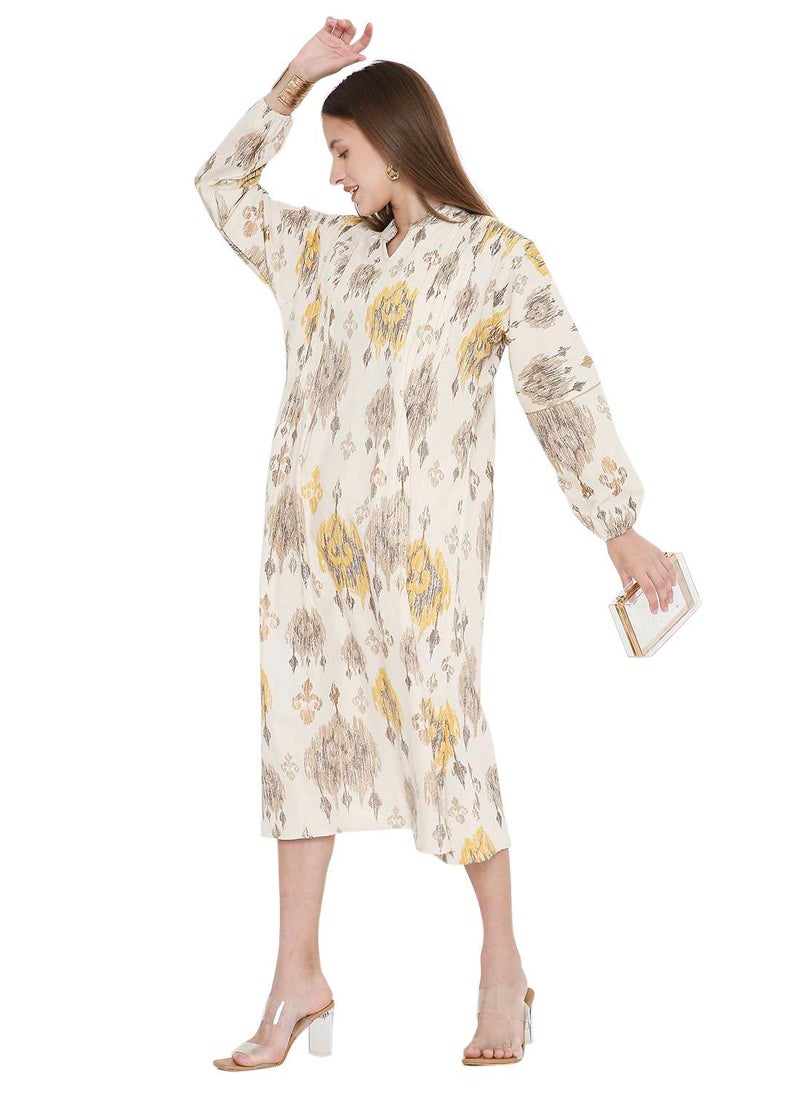 HIGH QUALITY SHORT PRINTED FARASHA ARABIC KAFTAN JALABIYA DRESS