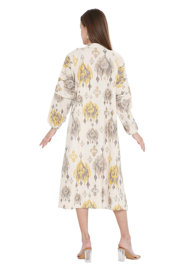 HIGH QUALITY SHORT PRINTED FARASHA ARABIC KAFTAN JALABIYA DRESS